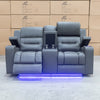 The Toronto 2 Seat Dual-Motor Recliner Theatre Lounge - Storm Leather available to purchase from Warehouse Furniture Clearance at our next sale event.