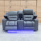 The Toronto Two Seat Dual-Motor Recliner Theatre Lounge - Storm Leather available to purchase from Warehouse Furniture Clearance at our next sale event.