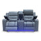 The Toronto Two Seat Dual-Motor Recliner Theatre Lounge - Storm Leather available to purchase from Warehouse Furniture Clearance at our next sale event.