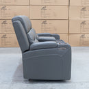 The Toronto Two Seat Dual-Motor Recliner Theatre Lounge - Storm Leather available to purchase from Warehouse Furniture Clearance at our next sale event.