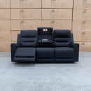 The Tacoma Triple-Motor Three Seater Recliner Lounge - Peru Jet available to purchase from Warehouse Furniture Clearance at our next sale event.