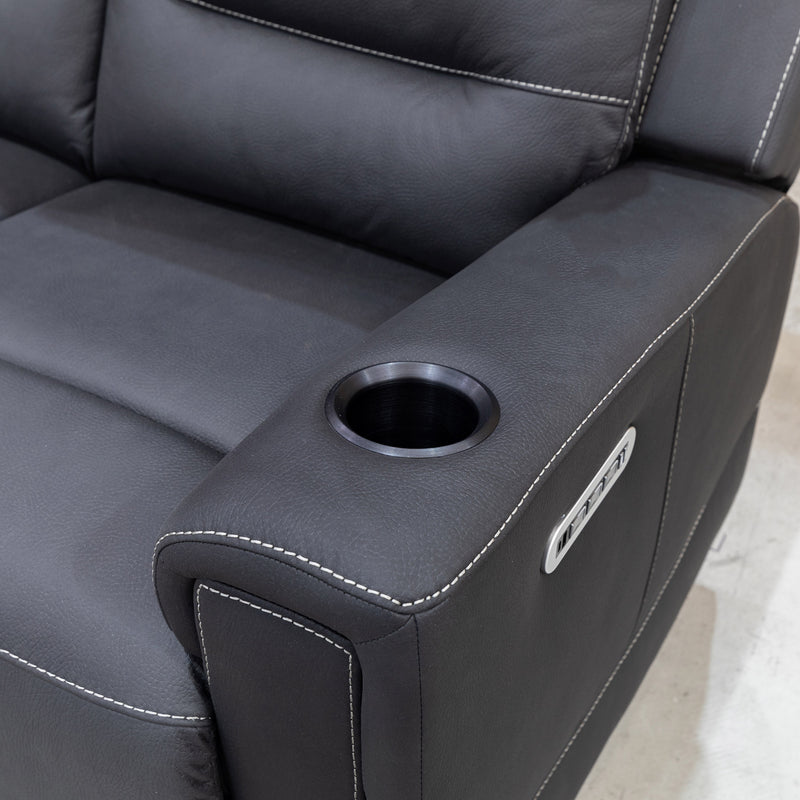 The Tacoma Triple-Motor Single Recliner Lounge - Peru Jet available to purchase from Warehouse Furniture Clearance at our next sale event.