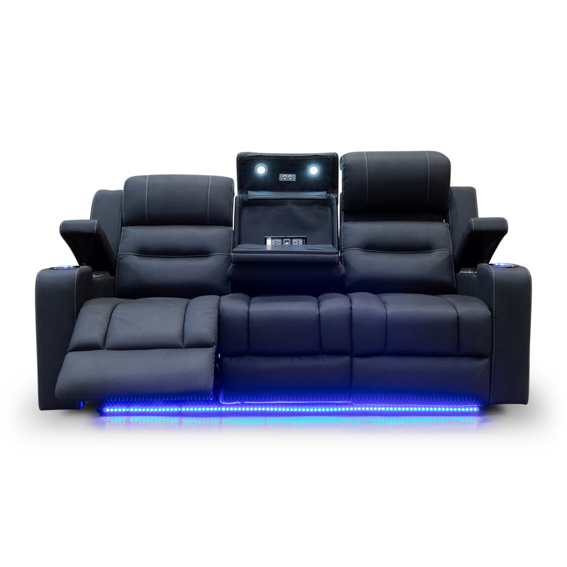 The Toronto 3 Seater Dual-Electric Recliner Lounge - Jet available to purchase from Warehouse Furniture Clearance at our next sale event.