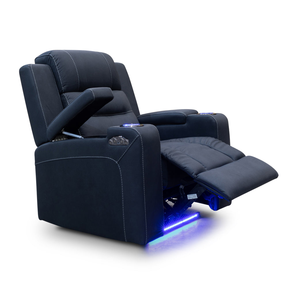 The Toronto Dual-Electric Recliner - Jet - MK1 available to purchase from Warehouse Furniture Clearance at our next sale event.