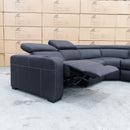 The Alexa Modular Corner Chaise Lounge With Electric Recliner - Jet available to purchase from Warehouse Furniture Clearance at our next sale event.