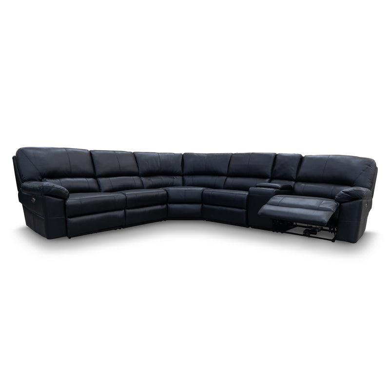 The Sanctuary Electric Corner Recliner Lounge - Black Leather available to purchase from Warehouse Furniture Clearance at our next sale event.