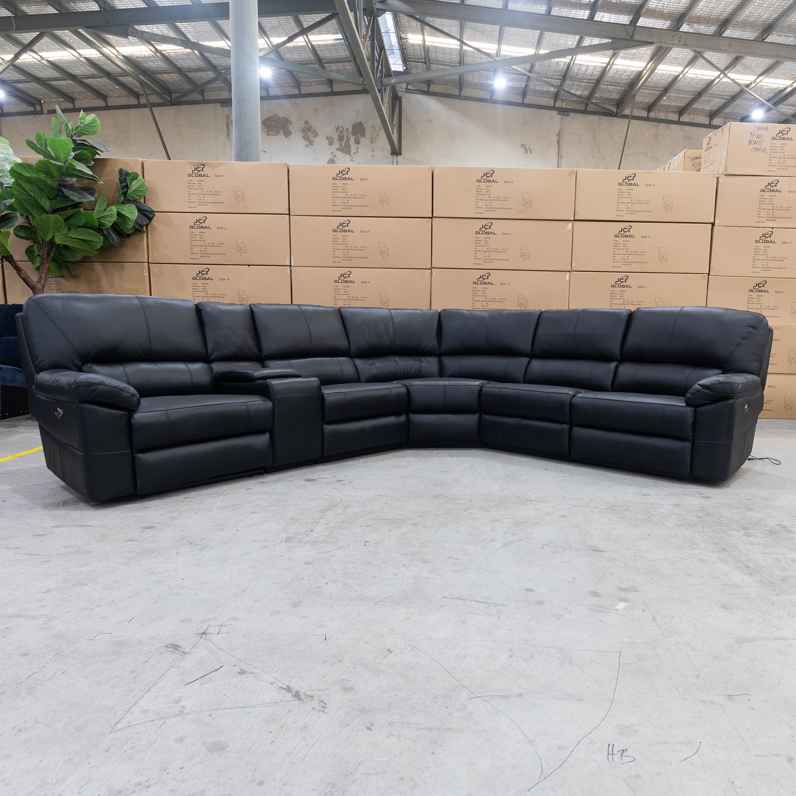 Sanctuary Electric Corner Recliner Lounge Black Leather