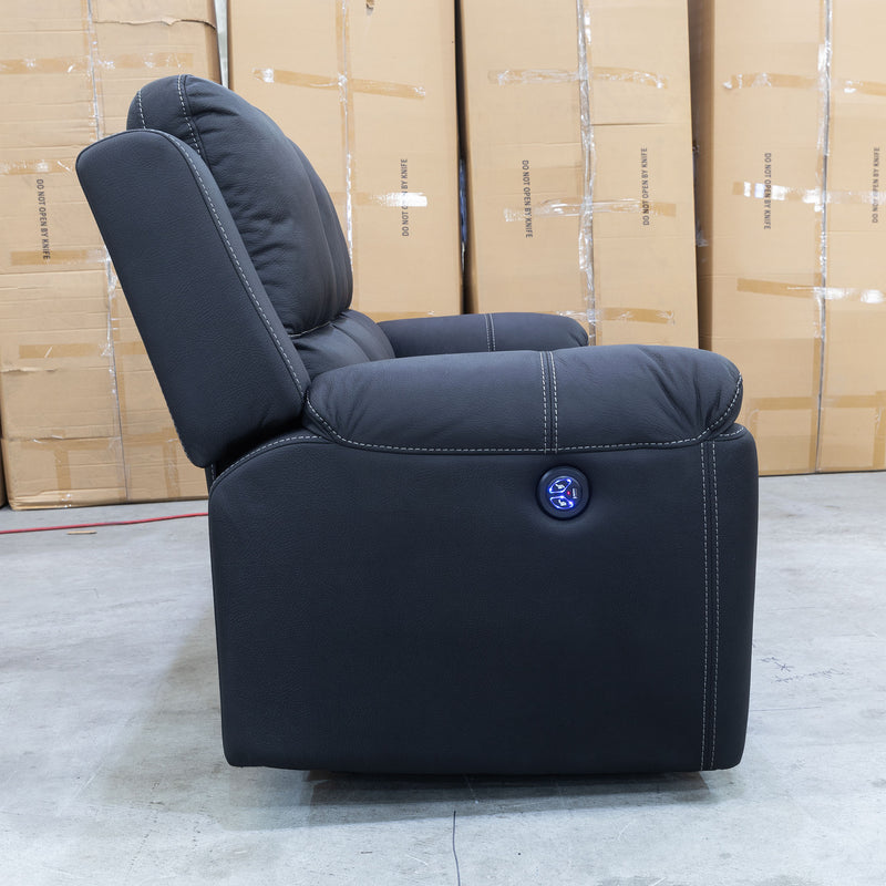 The Hamilton Electric Three Seat Recliner Lounge - Jet available to purchase from Warehouse Furniture Clearance at our next sale event.