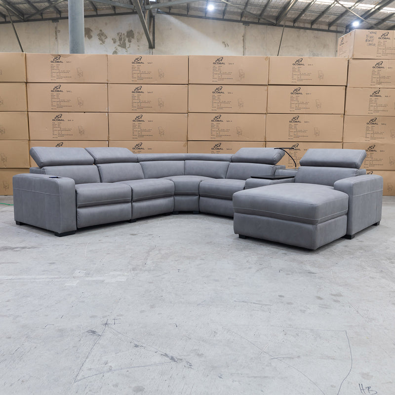 The Alexa Electric Modular Corner Chaise Lounge - Ash available to purchase from Warehouse Furniture Clearance at our next sale event.