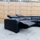 The Alexa Electric Modular Corner Chaise Lounge - Black Leather available to purchase from Warehouse Furniture Clearance at our next sale event.