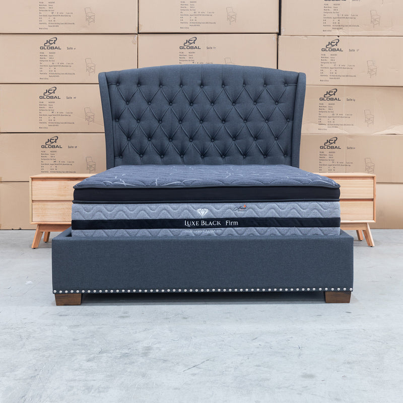 The Elizabeth Queen Fabric Bed - Charcoal available to purchase from Warehouse Furniture Clearance at our next sale event.