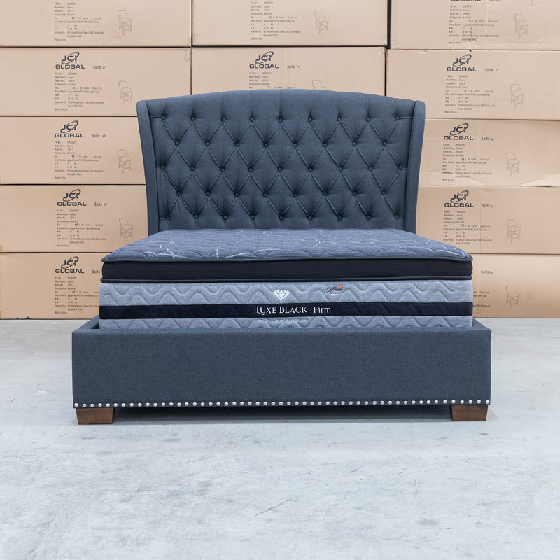 The Elizabeth Queen Fabric Bed - Charcoal available to purchase from Warehouse Furniture Clearance at our next sale event.