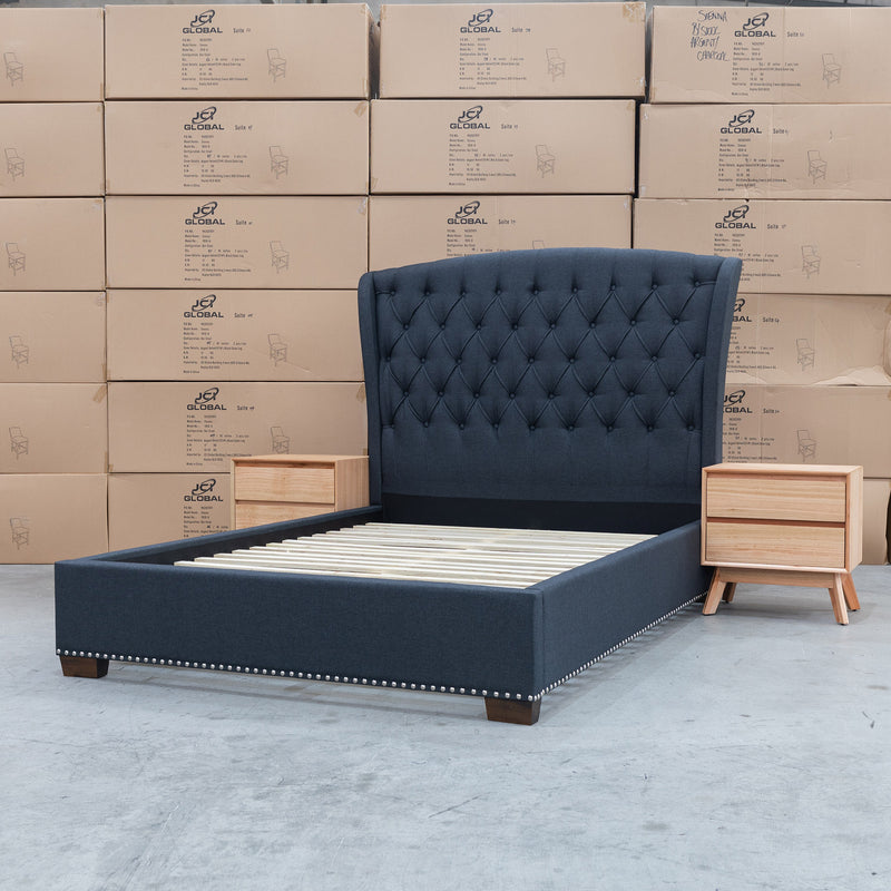 The Elizabeth Queen Fabric Bed - Charcoal available to purchase from Warehouse Furniture Clearance at our next sale event.
