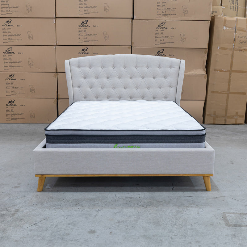 The Harper Queen Upholstered Bed - Natural available to purchase from Warehouse Furniture Clearance at our next sale event.