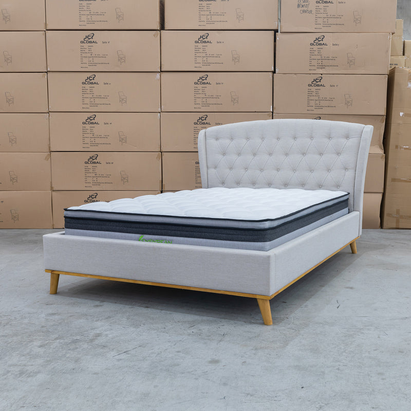 The Harper Queen Upholstered Bed - Natural available to purchase from Warehouse Furniture Clearance at our next sale event.