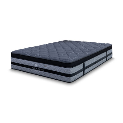 The Lux Black Pocket Coil Queen Mattress - Plush available to purchase from Warehouse Furniture Clearance at our next sale event.