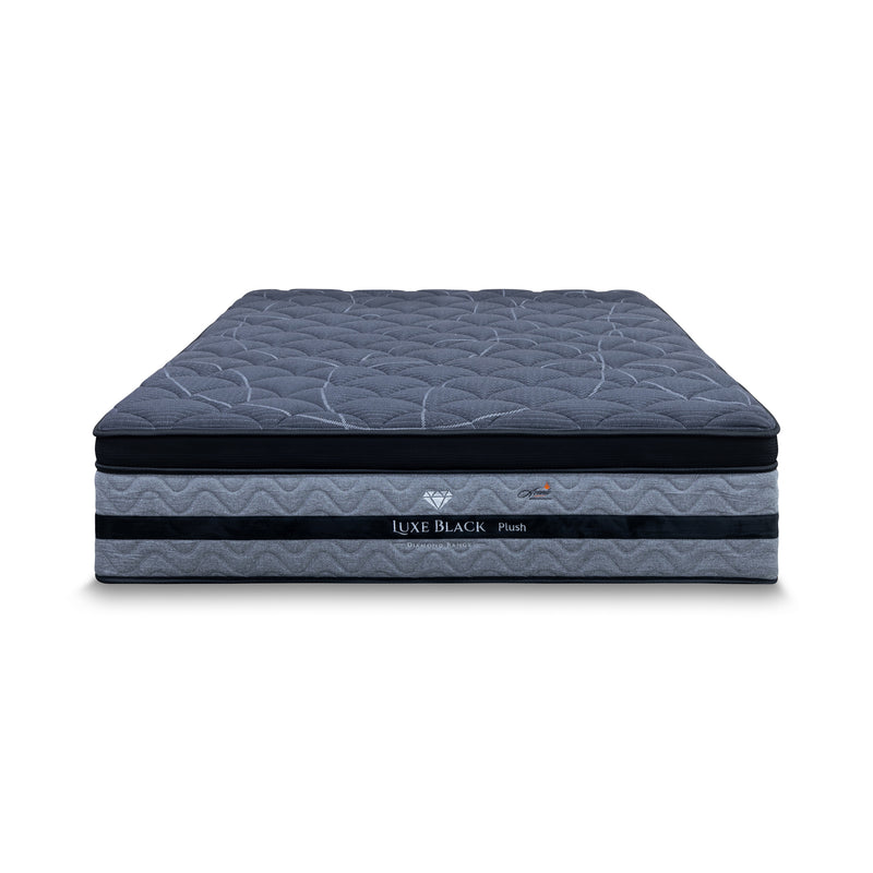The Lux Black Pocket Coil Queen Mattress - Plush available to purchase from Warehouse Furniture Clearance at our next sale event.