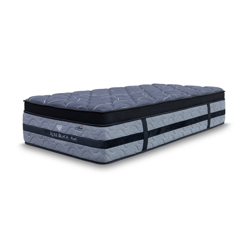 The Lux Black Pocket Coil Single Mattress - Plush available to purchase from Warehouse Furniture Clearance at our next sale event.
