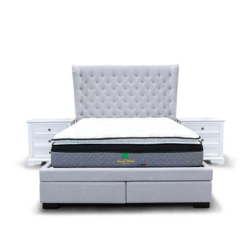 The Macon Queen Fabric Storage Bed - Light Grey available to purchase from Warehouse Furniture Clearance at our next sale event.