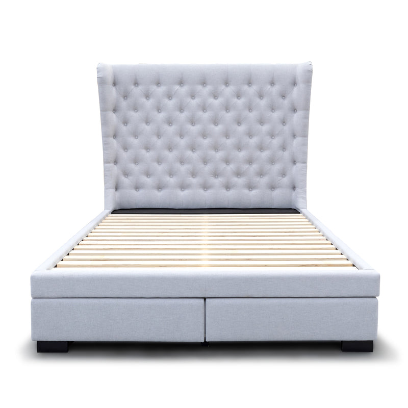 The Macon King Fabric Storage Bed - Light Grey available to purchase from Warehouse Furniture Clearance at our next sale event.