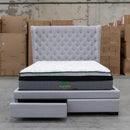 The Macon Queen Fabric Storage Bed - Light Grey available to purchase from Warehouse Furniture Clearance at our next sale event.