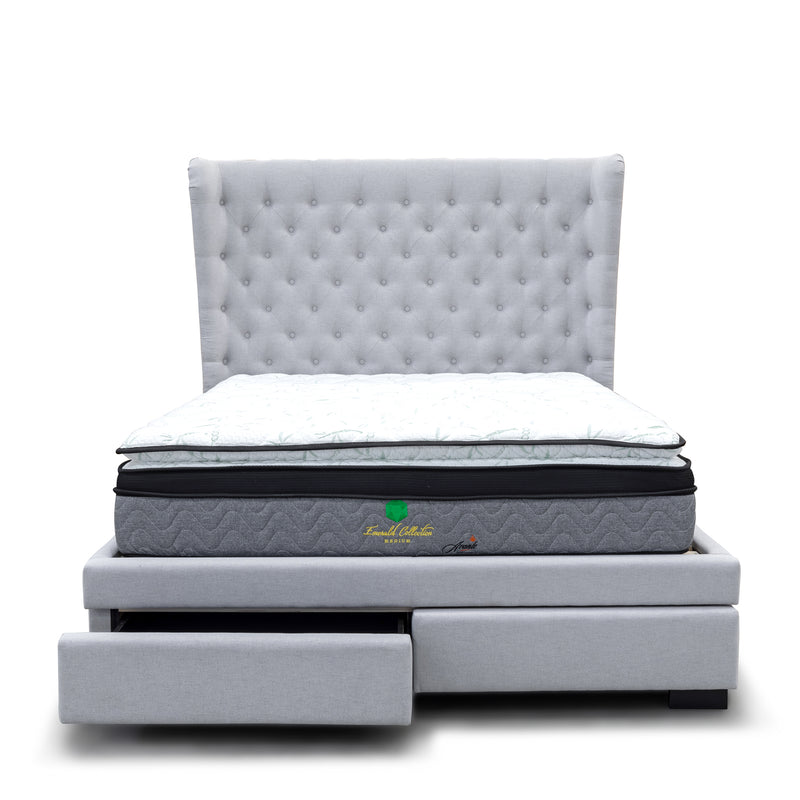 The Macon Queen Fabric Storage Bed - Light Grey available to purchase from Warehouse Furniture Clearance at our next sale event.