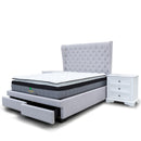 The Macon Queen Fabric Storage Bed - Light Grey available to purchase from Warehouse Furniture Clearance at our next sale event.