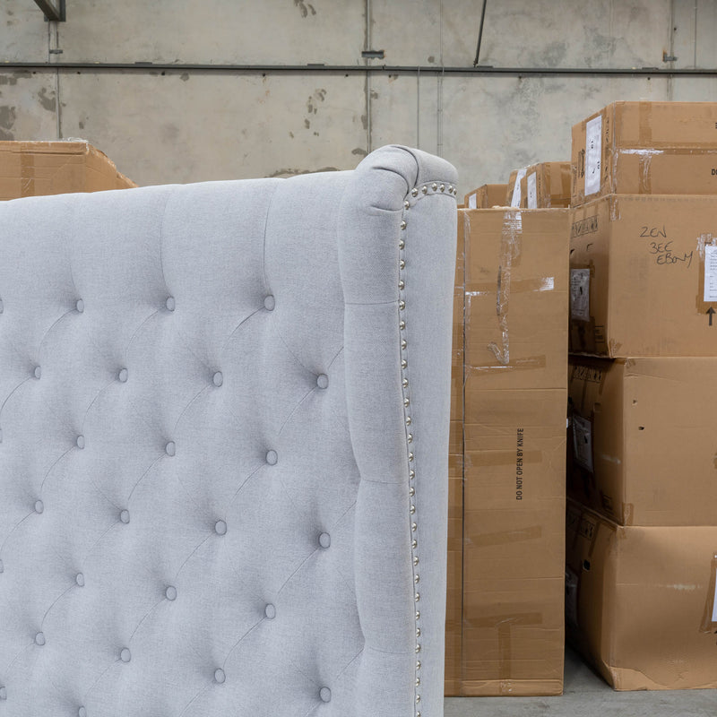 The Macon Queen Fabric Storage Bed - Light Grey available to purchase from Warehouse Furniture Clearance at our next sale event.