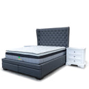 The Macon King Fabric Storage Bed - Deluxe Grey available to purchase from Warehouse Furniture Clearance at our next sale event.
