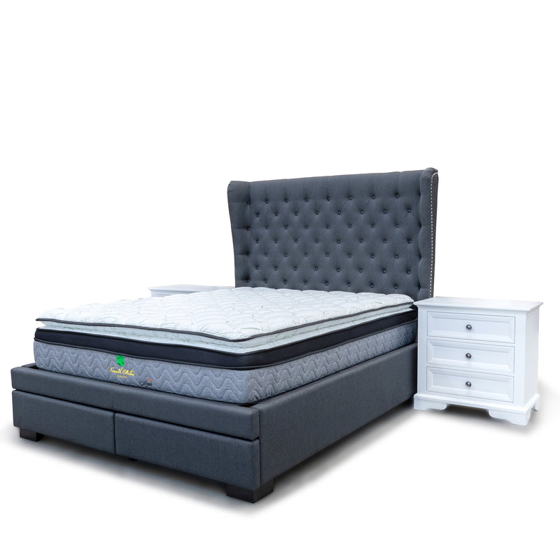 The Macon King Fabric Storage Bed - Deluxe Grey available to purchase from Warehouse Furniture Clearance at our next sale event.