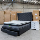 The Macon King Fabric Storage Bed - Deluxe Grey available to purchase from Warehouse Furniture Clearance at our next sale event.