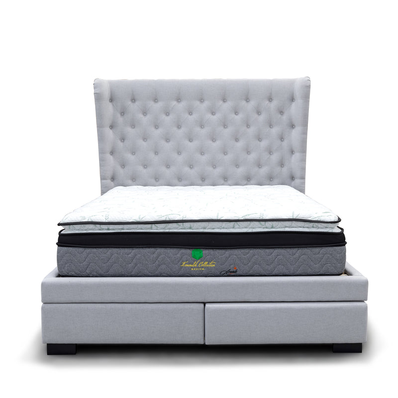 The Macon Queen Fabric Storage Bed - Light Grey available to purchase from Warehouse Furniture Clearance at our next sale event.