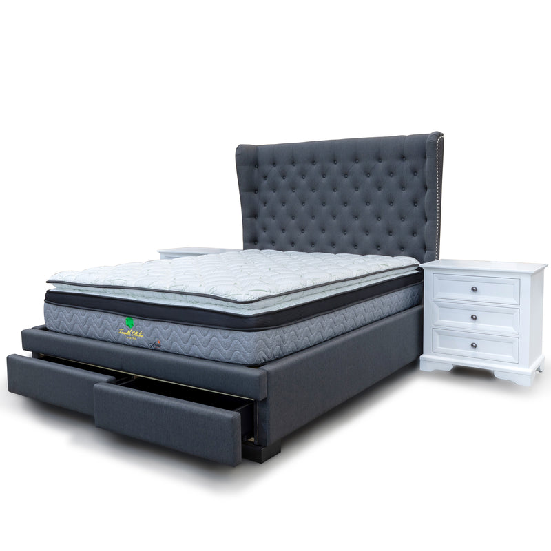 The Macon King Fabric Storage Bed - Deluxe Grey available to purchase from Warehouse Furniture Clearance at our next sale event.
