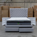 The Macon Queen Fabric Storage Bed - Light Grey available to purchase from Warehouse Furniture Clearance at our next sale event.