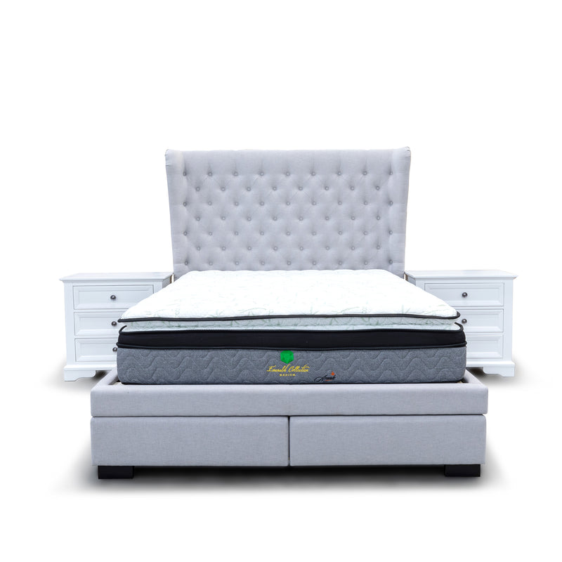 The Macon Queen Fabric Storage Bed - Light Grey available to purchase from Warehouse Furniture Clearance at our next sale event.