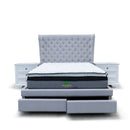 The Macon Queen Fabric Storage Bed - Light Grey available to purchase from Warehouse Furniture Clearance at our next sale event.