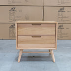The Brooklyn Messmate Hardwood 2 Drawer Bedside Table available to purchase from Warehouse Furniture Clearance at our next sale event.
