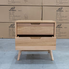 The Brooklyn Messmate Hardwood 2 Drawer Bedside Table available to purchase from Warehouse Furniture Clearance at our next sale event.