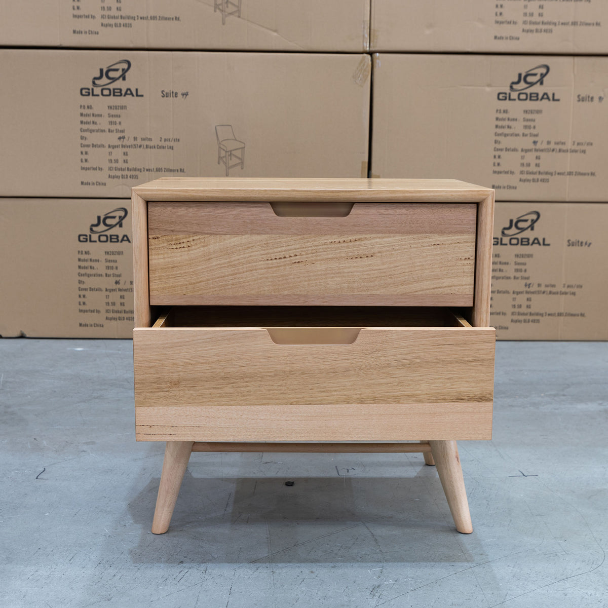 The Brooklyn Messmate Hardwood 2 Drawer Bedside Table available to purchase from Warehouse Furniture Clearance at our next sale event.
