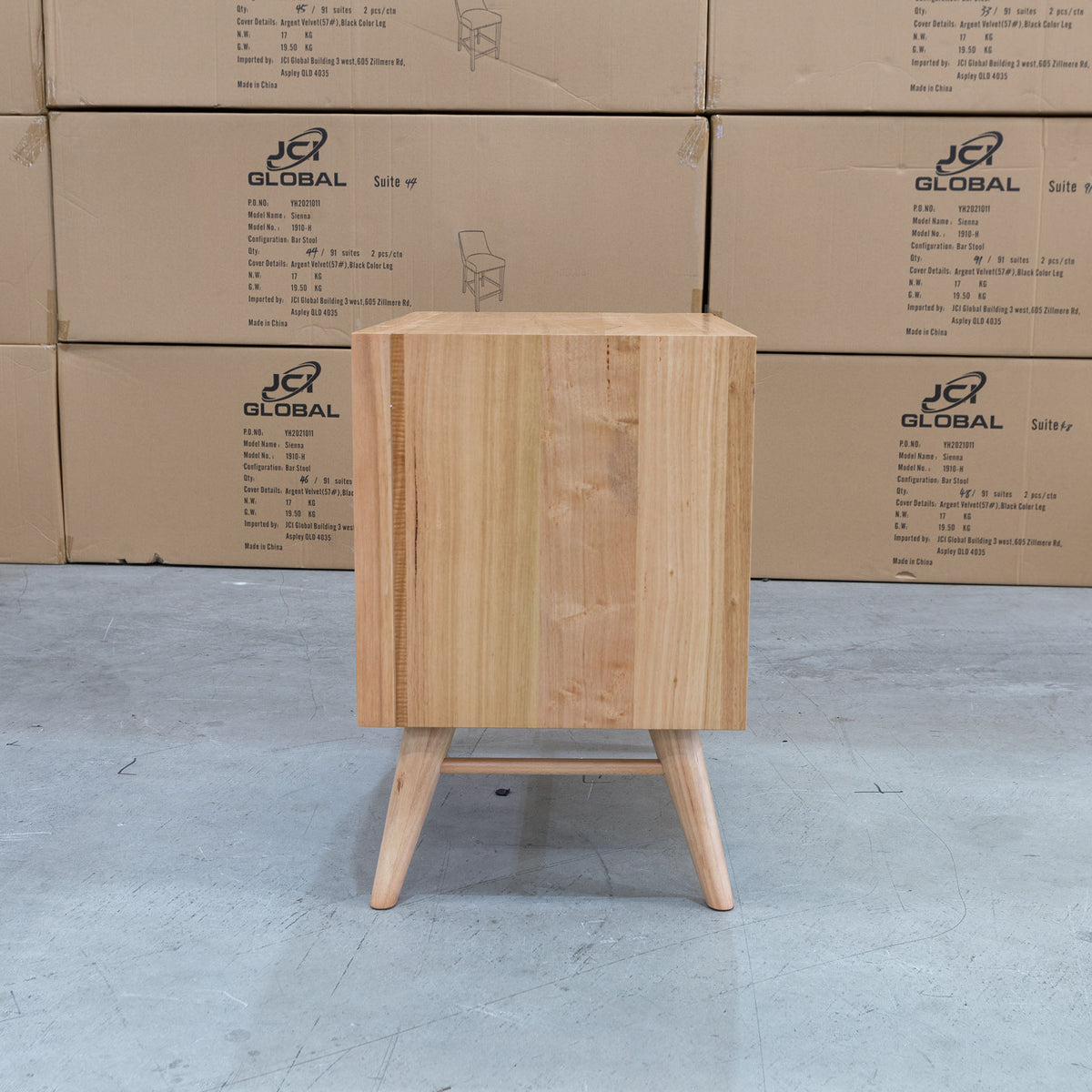 The Brooklyn Messmate Hardwood 2 Drawer Bedside Table available to purchase from Warehouse Furniture Clearance at our next sale event.