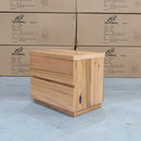 The Denver Messmate Hardwood 2 Drawer Bedside Table available to purchase from Warehouse Furniture Clearance at our next sale event.