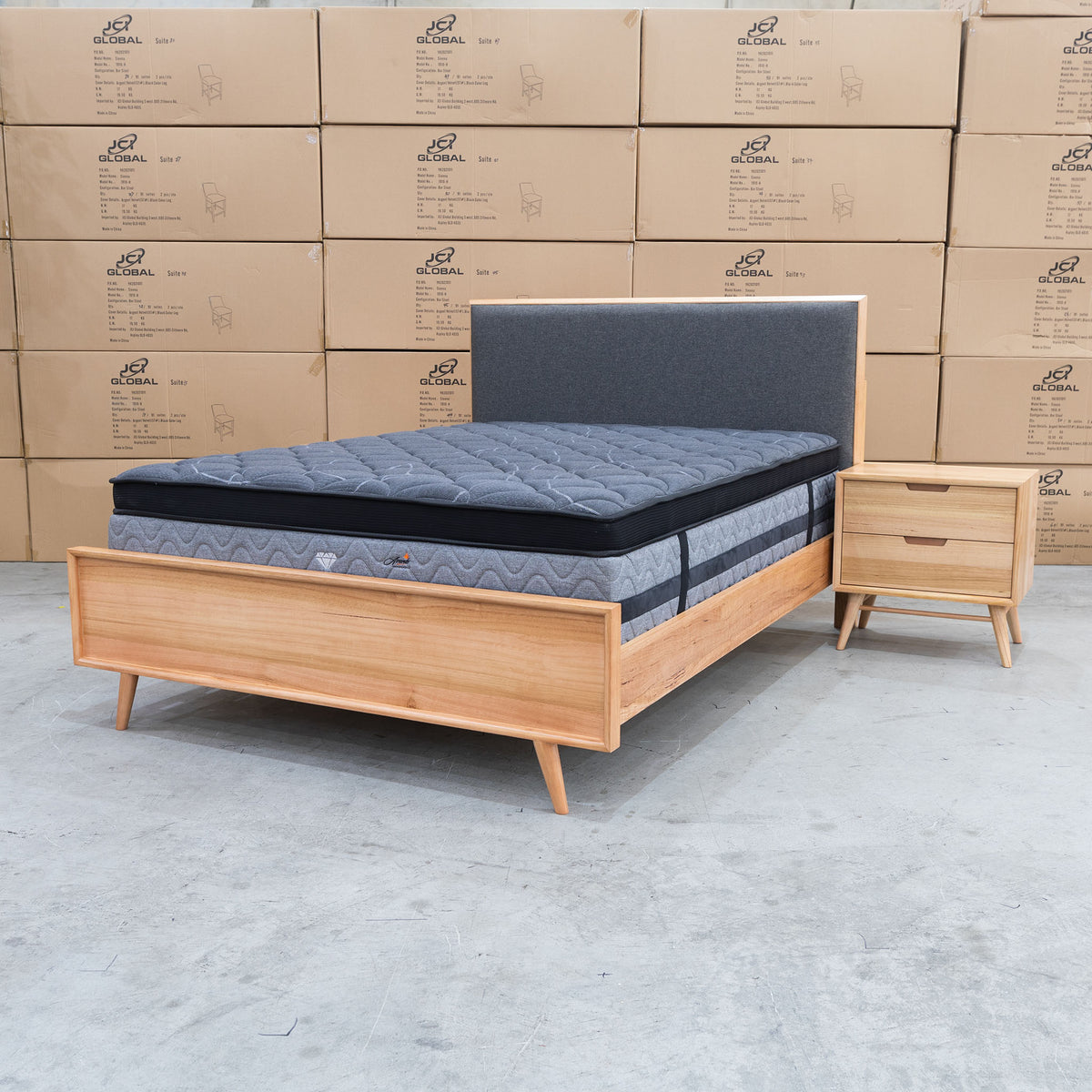 The Brooklyn Messmate Hardwood 2 Drawer Bedside Table available to purchase from Warehouse Furniture Clearance at our next sale event.