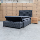 The Sebastian Queen Fabric Storage Bed - Deluxe Grey available to purchase from Warehouse Furniture Clearance at our next sale event.