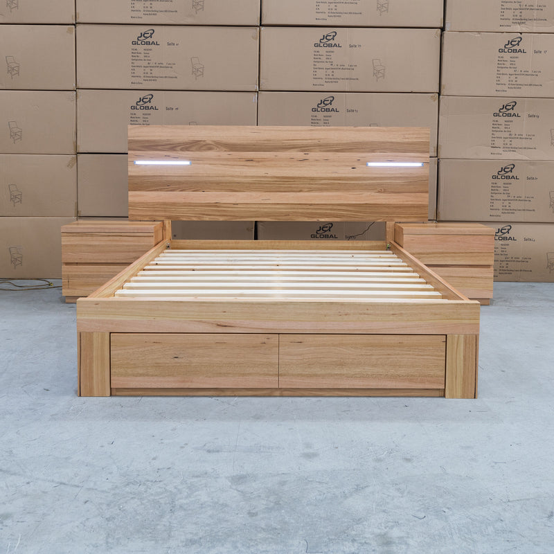 The Denver 3 Pce Messmate Hardwood King Storage Bed With Lights available to purchase from Warehouse Furniture Clearance at our next sale event.