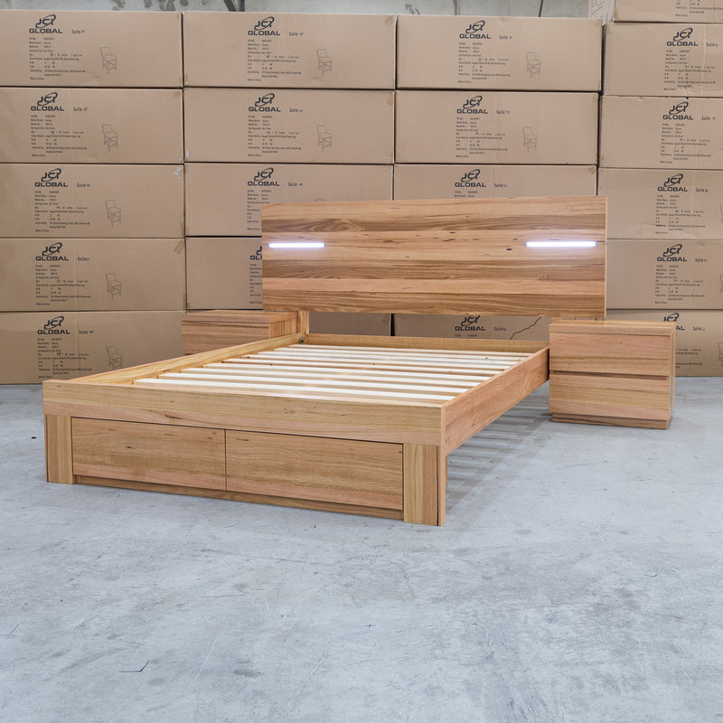 The Denver 3 Pce Messmate Hardwood King Storage Bed With Lights available to purchase from Warehouse Furniture Clearance at our next sale event.