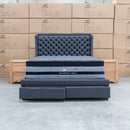 The Sebastian Queen Fabric Storage Bed - Deluxe Grey available to purchase from Warehouse Furniture Clearance at our next sale event.