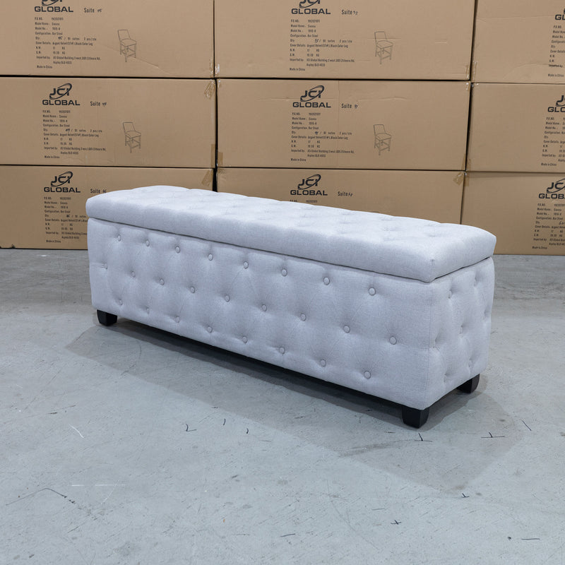The Willow Queen Storage Ottoman - Light Grey / Wheat available to purchase from Warehouse Furniture Clearance at our next sale event.