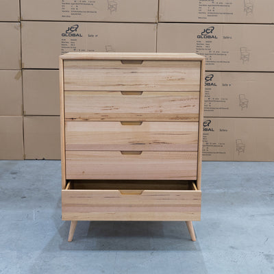 The Brooklyn Messmate Hardwood 5 Drawer Tallboy available to purchase from Warehouse Furniture Clearance at our next sale event.