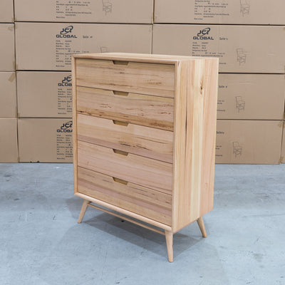 The Brooklyn Messmate Hardwood 5 Drawer Tallboy available to purchase from Warehouse Furniture Clearance at our next sale event.