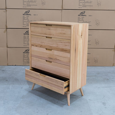 The Brooklyn Messmate Hardwood 5 Drawer Tallboy available to purchase from Warehouse Furniture Clearance at our next sale event.